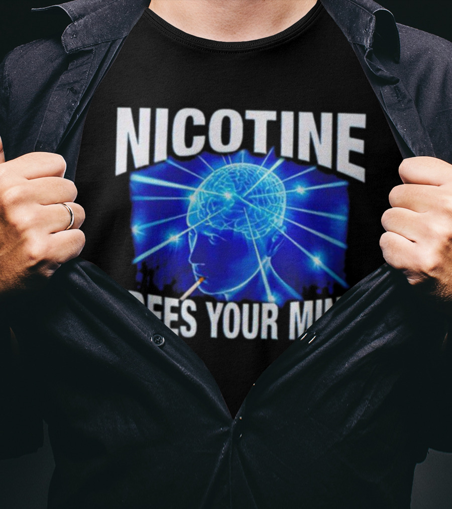 Nicotine Frees Your Mind Electric Brain Smoke Effect T-Shirt