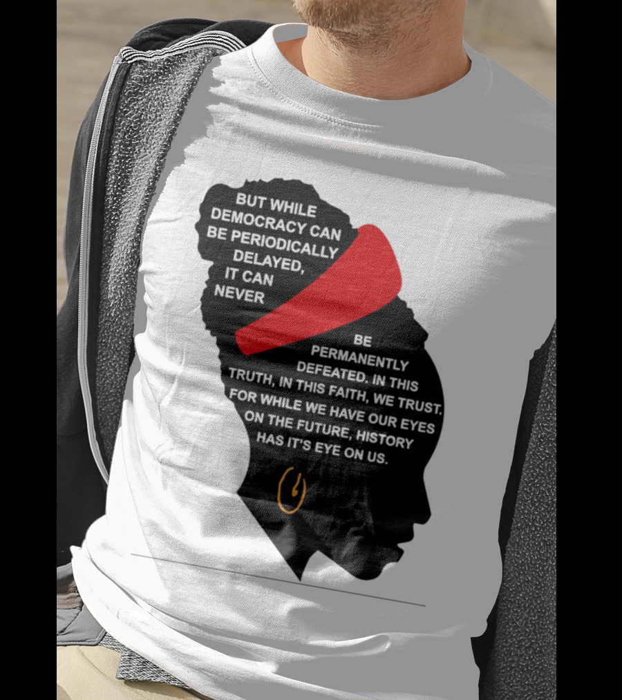 Amanda Gorman Democracy Periodically Delayed Never Permanently Defeated Silhouette With Red Headband T-Shirt