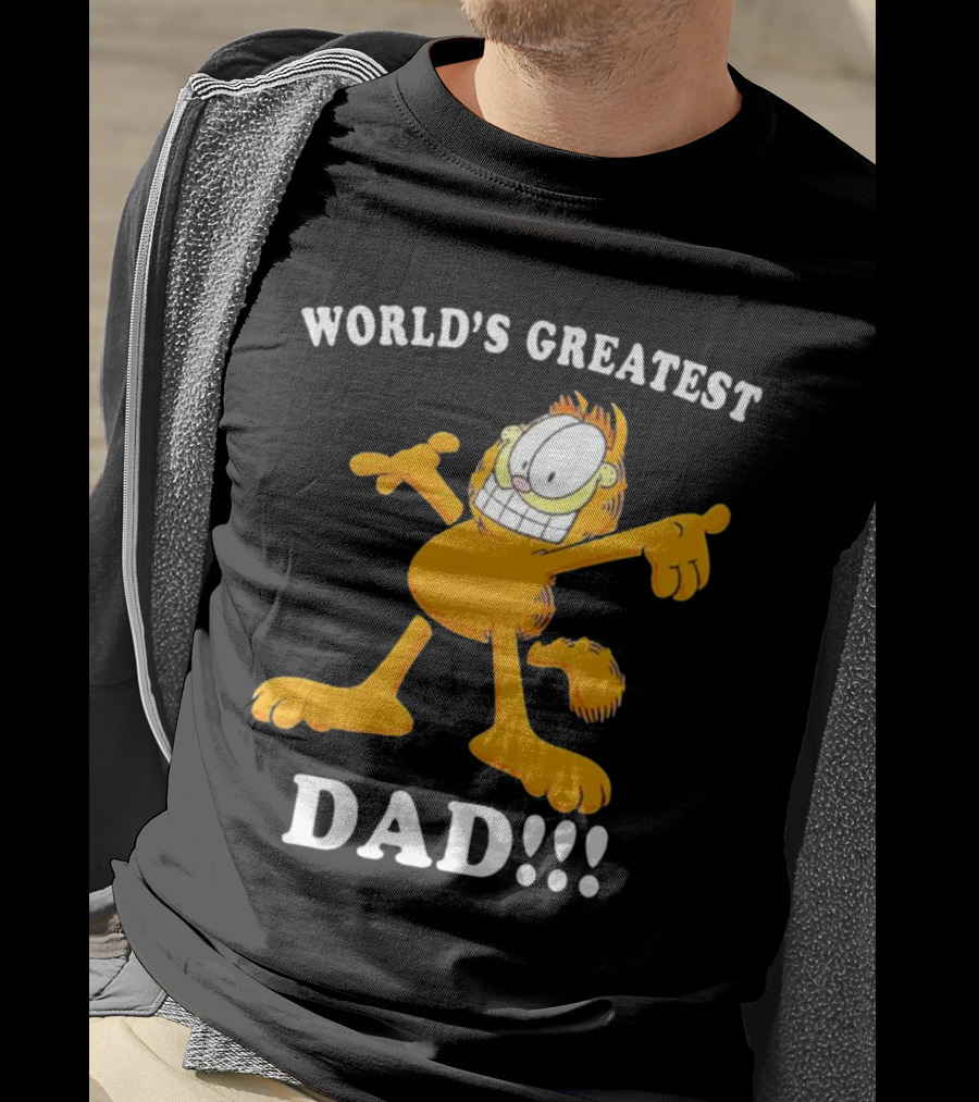World's Greatest Dad Garfield Enthusiastic Pose T-Shirt