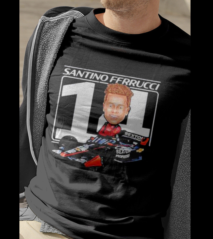 Santino Ferrucci 14 Sexton Properties Cartoon Racing Car T-Shirt