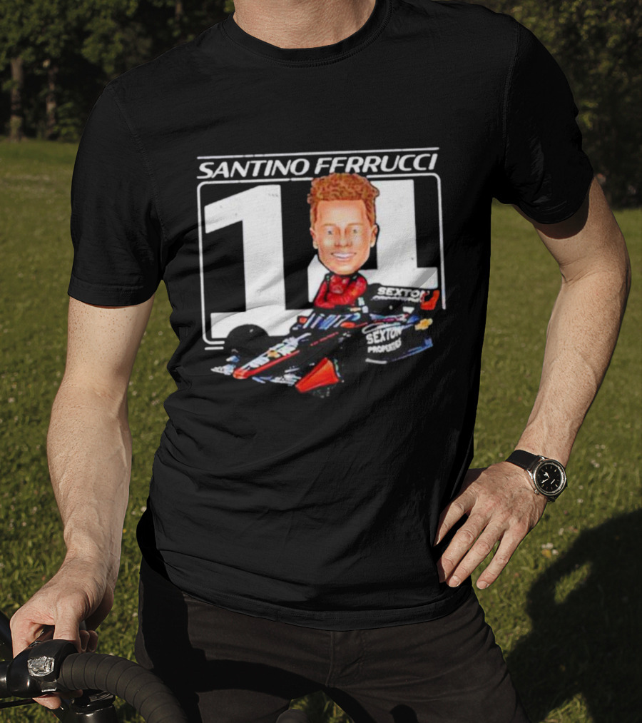 Santino Ferrucci 14 Sexton Properties Cartoon Racing Car T-Shirt