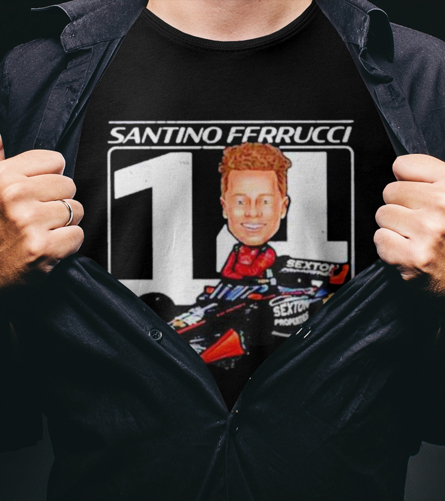 Santino Ferrucci 14 Sexton Properties Cartoon Racing Car T-Shirt