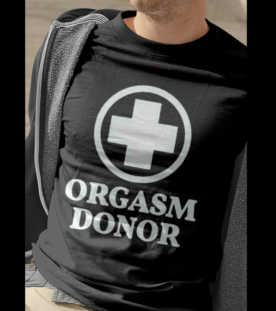 Orgasm Donor White Cross Circle T-Shirt