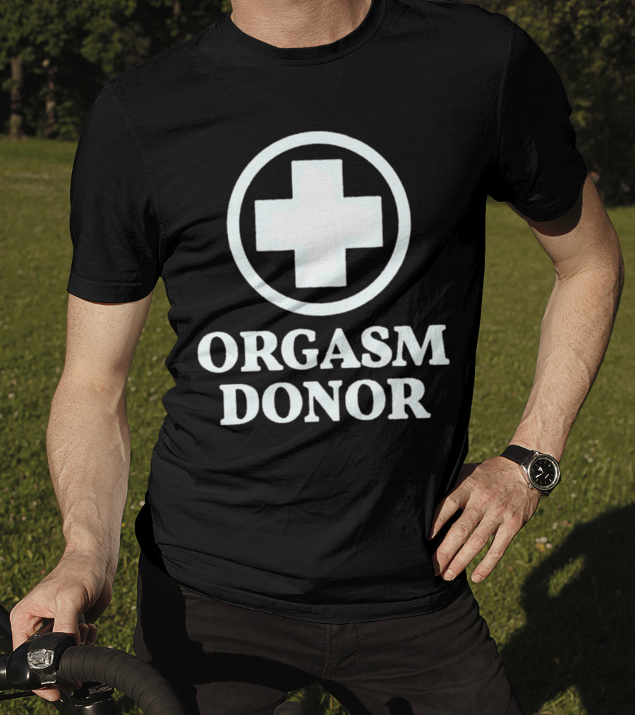 Orgasm Donor White Cross Circle T-Shirt