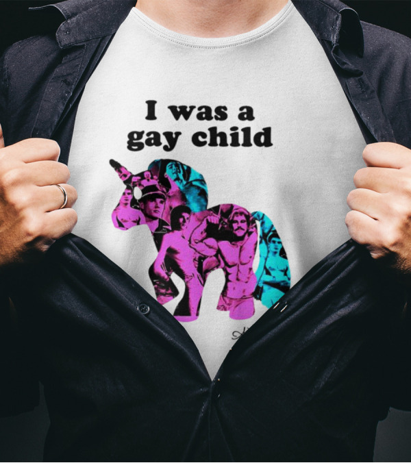 Adrian And Shane I Was A Gay Child Unicorn Collage T-Shirt