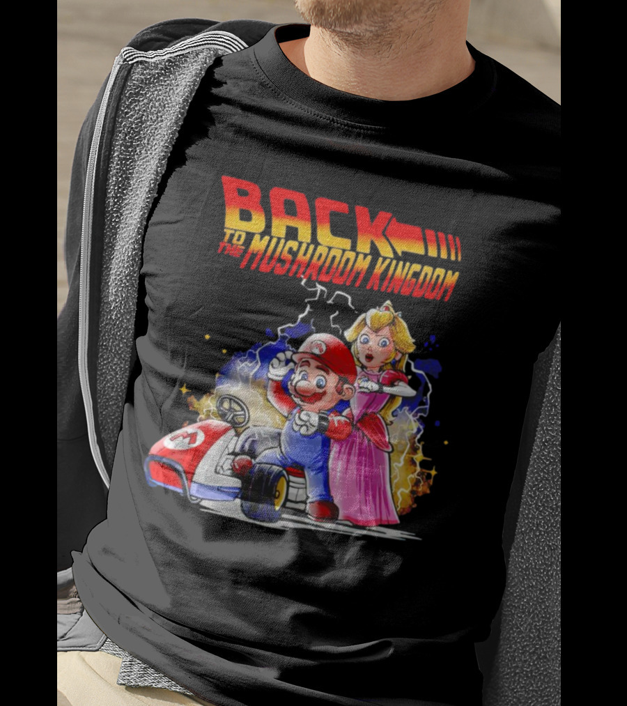 Back To The Mushroom Kingdom Mario Princess Kart Lightning Retro Adventure T-Shirt
