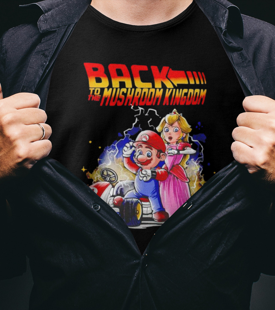 Back To The Mushroom Kingdom Mario Princess Kart Lightning Retro Adventure T-Shirt