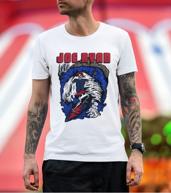 Premium T-Shirt: Joe Ryan Grateful Dead Surfing Skeleton Sports Style with Lightning Bolt and Baseball Glove T-Shirt Joe Ryan Grateful Dead Surfing Skeleton Sports Style with Lightning Bolt and Baseball Glove T-Shirt