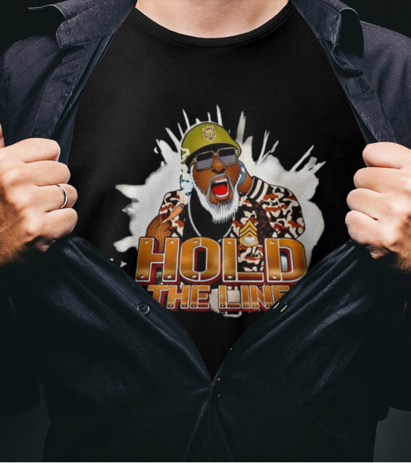 Hold The Line King David Style Camo Jacket And Helmet T-Shirt