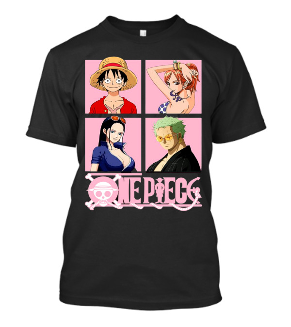 Luffy Zoro Nami Robin One Piece Pink T-Shirt