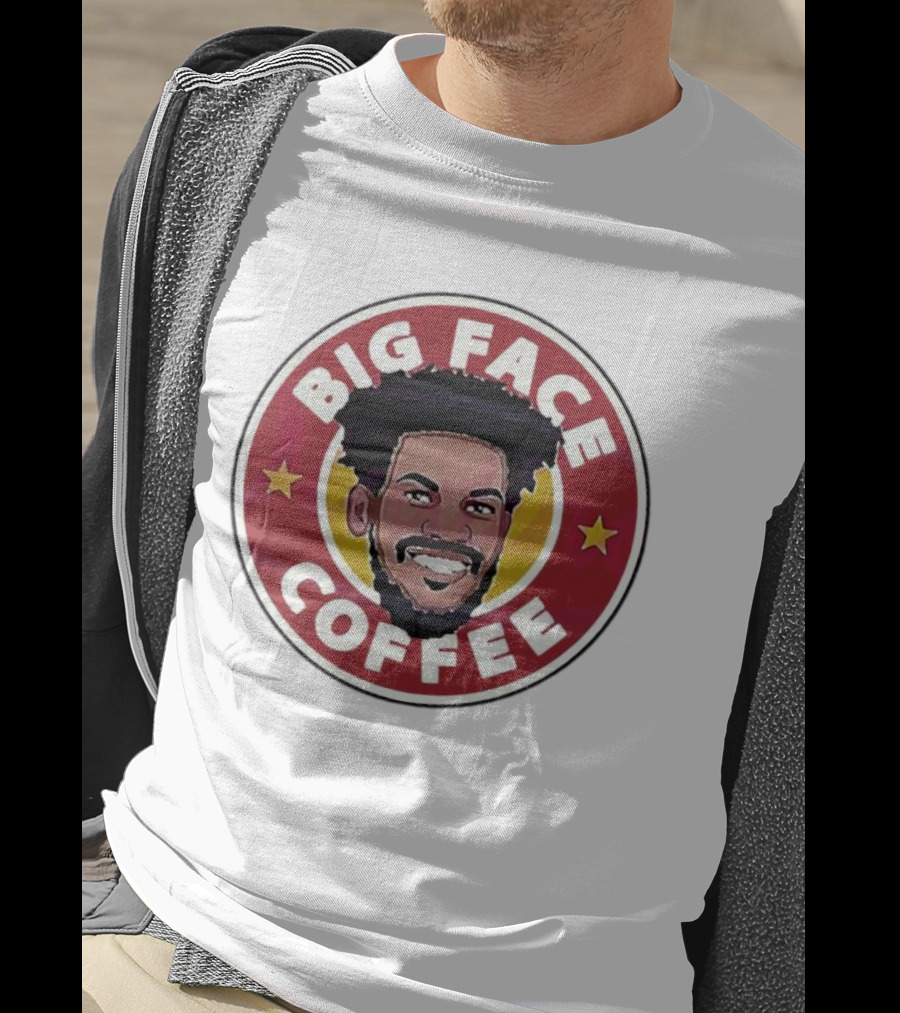 Big Face Coffee Jimmy Butler Circle Red Background Two Stars T-Shirt