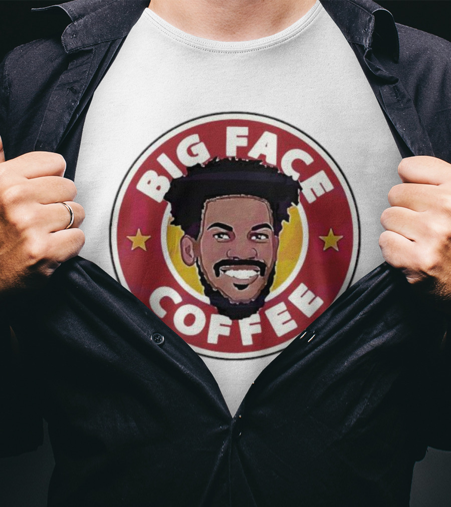 Big Face Coffee Jimmy Butler Circle Red Background Two Stars T-Shirt