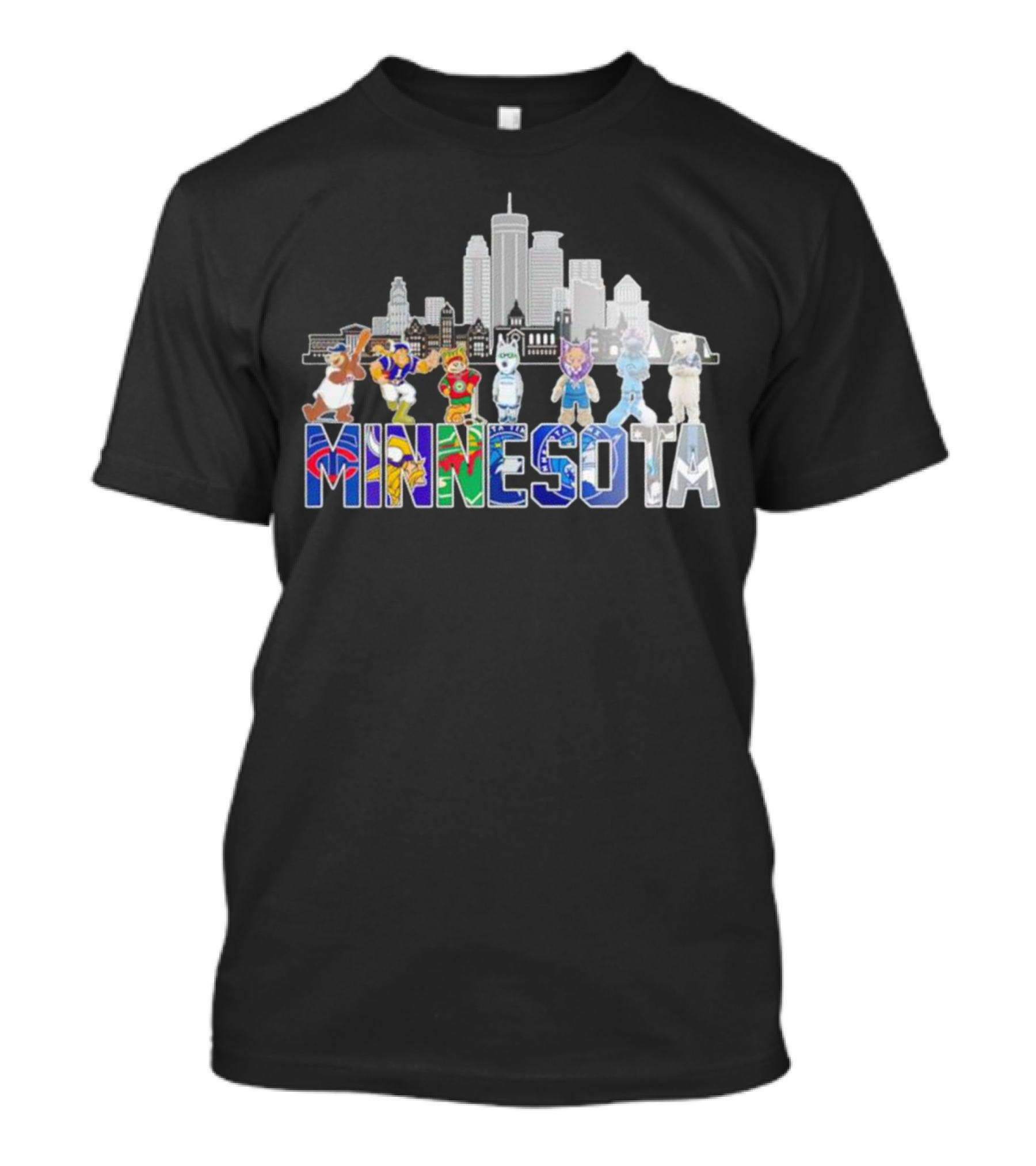 Minnesota Sports City Mascots Skyline T-Shirt