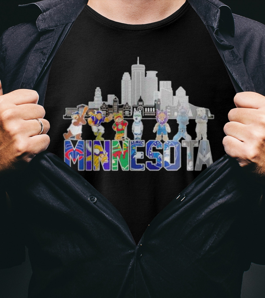 Minnesota Sports City Mascots Skyline T-Shirt