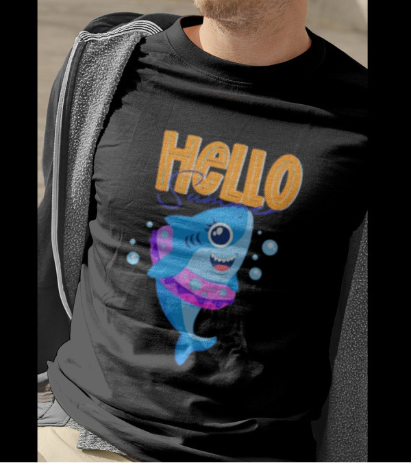 Hello Summer Shark With Swim Ring And Bubbles T-Shirt