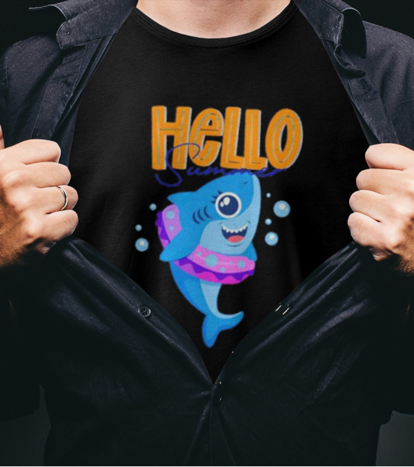 Hello Summer Shark With Swim Ring And Bubbles T-Shirt