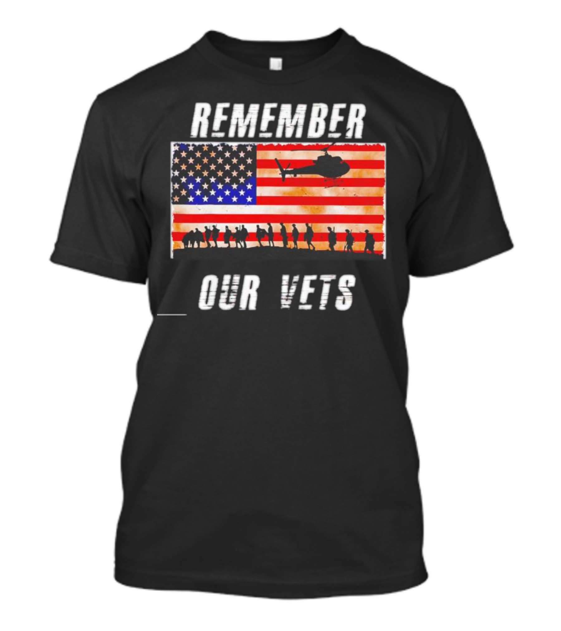 Vietnam Veterans Remember Our Vets Memorial Day American Flag Helicopter T-Shirt
