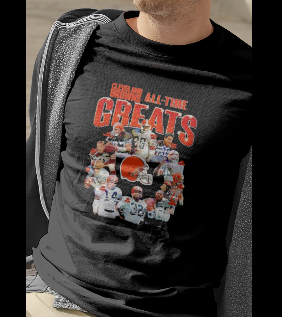 Cleveland Browns All-Time Greats Signatures Legends Icons Team Photos Football T-Shirt