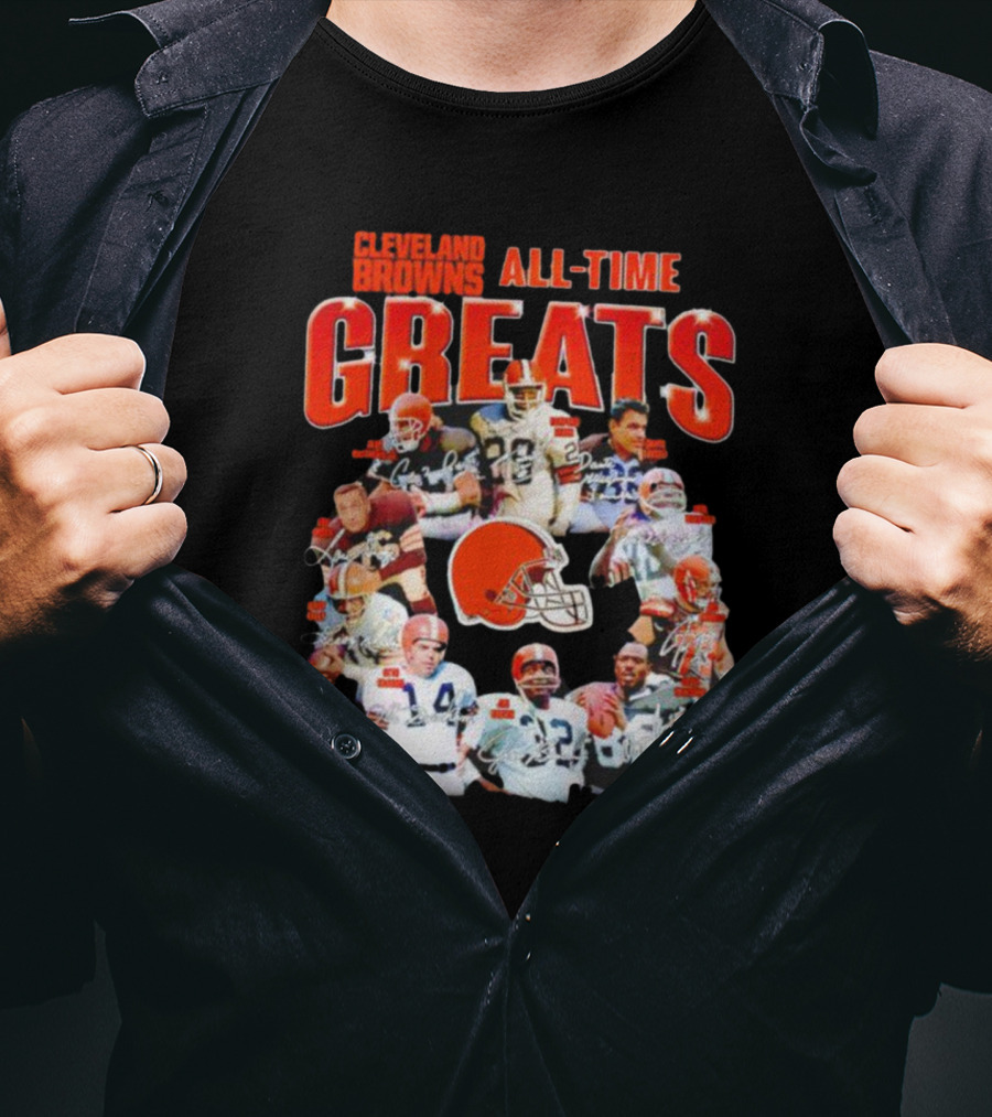 Cleveland Browns All-Time Greats Signatures Legends Icons Team Photos Football T-Shirt