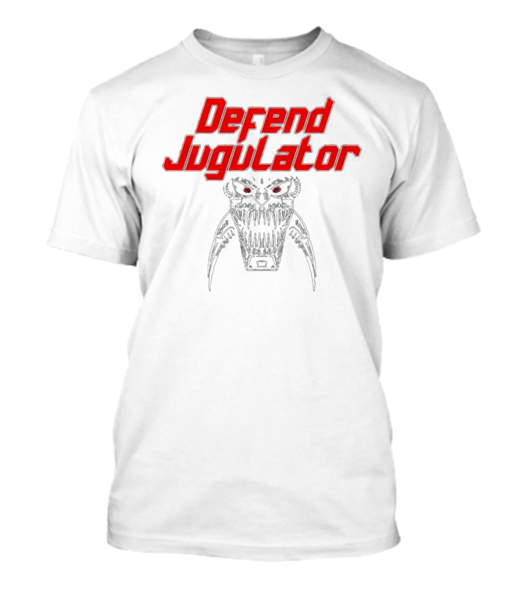 Defend Jugulator Metal Beast With Fangs And Red Eyes T-Shirt