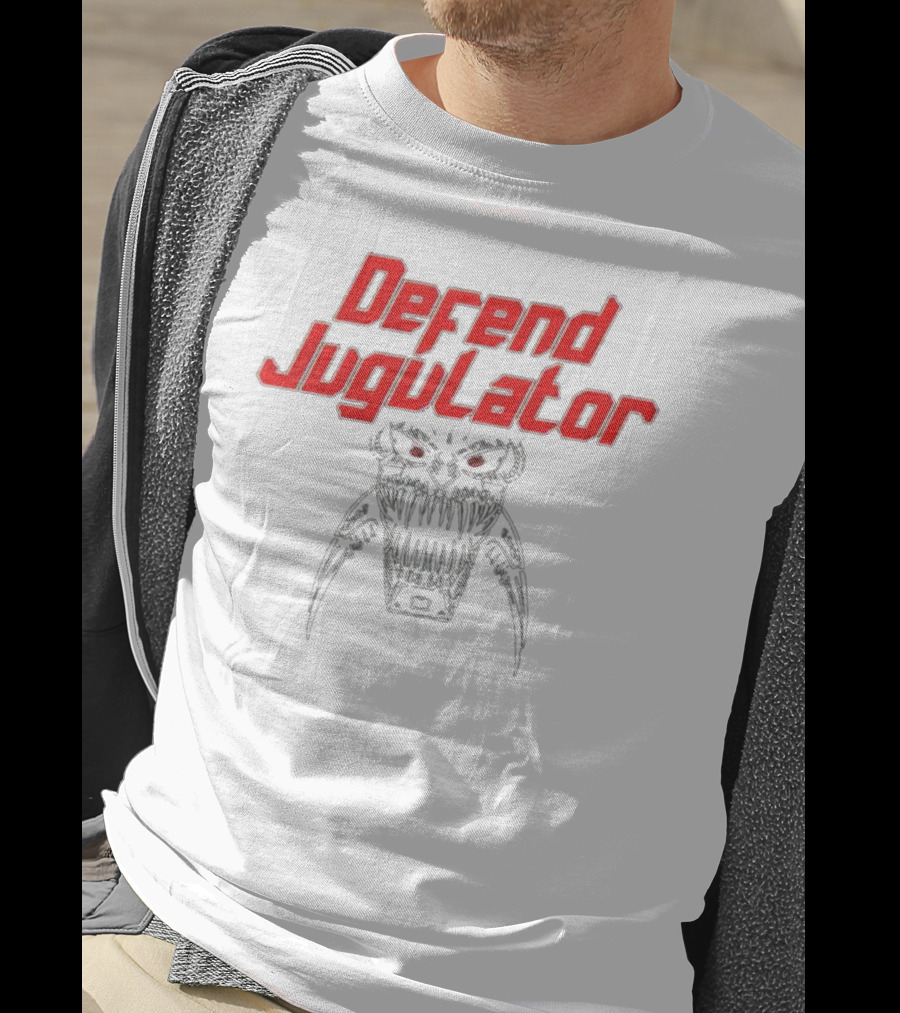 Defend Jugulator Metal Beast With Fangs And Red Eyes T-Shirt