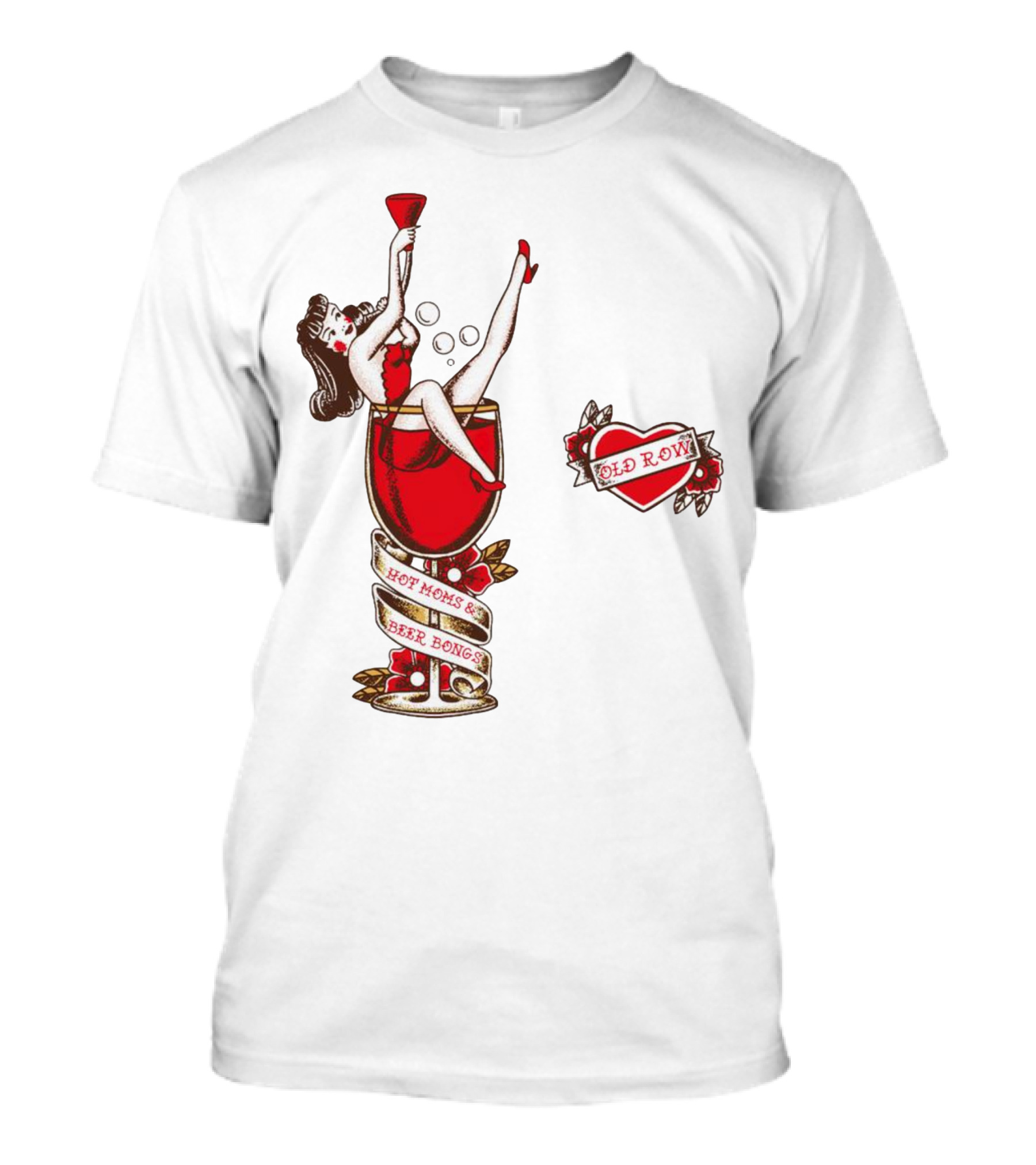 Hot Moms And Beer Bongs Old Row Retro Pin-Up T-Shirt
