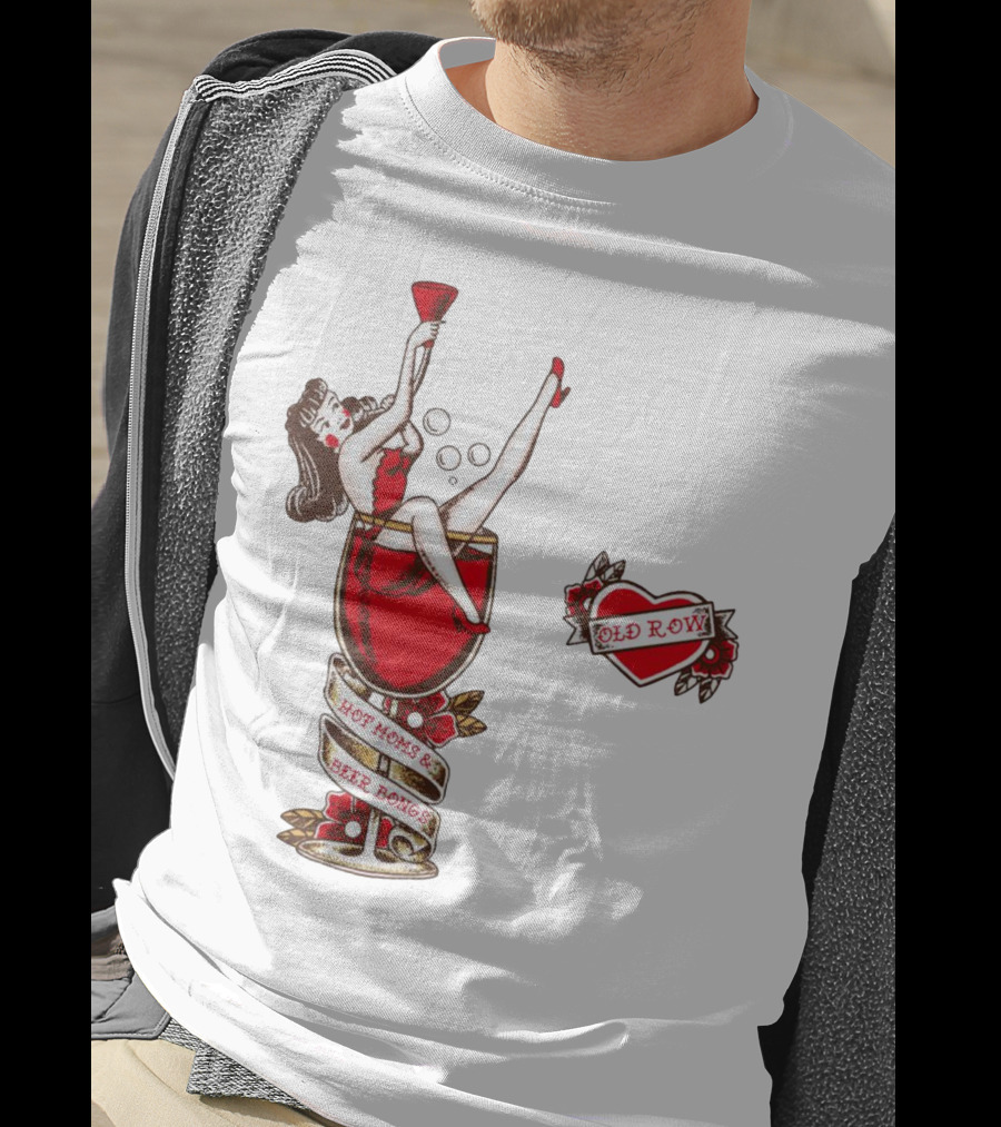 Hot Moms And Beer Bongs Old Row Retro Pin-Up T-Shirt