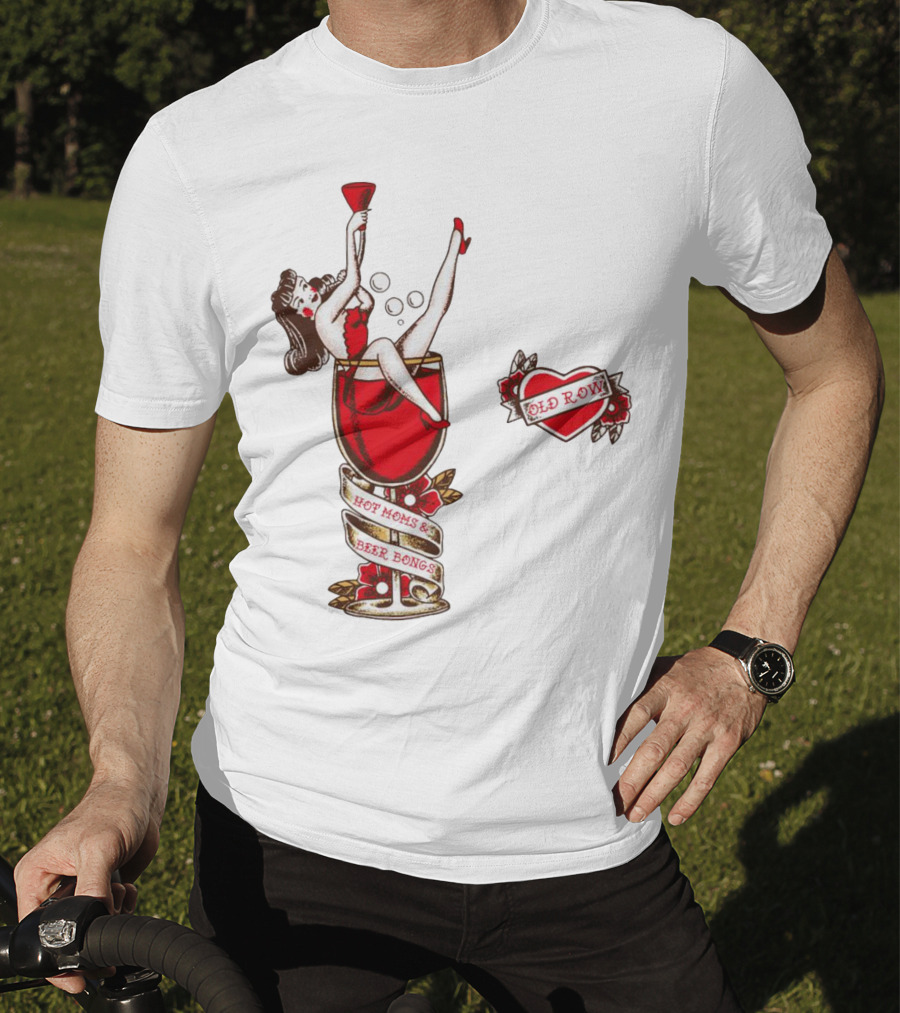 Hot Moms And Beer Bongs Old Row Retro Pin-Up T-Shirt