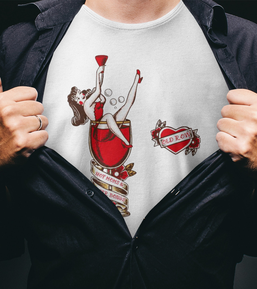 Hot Moms And Beer Bongs Old Row Retro Pin-Up T-Shirt