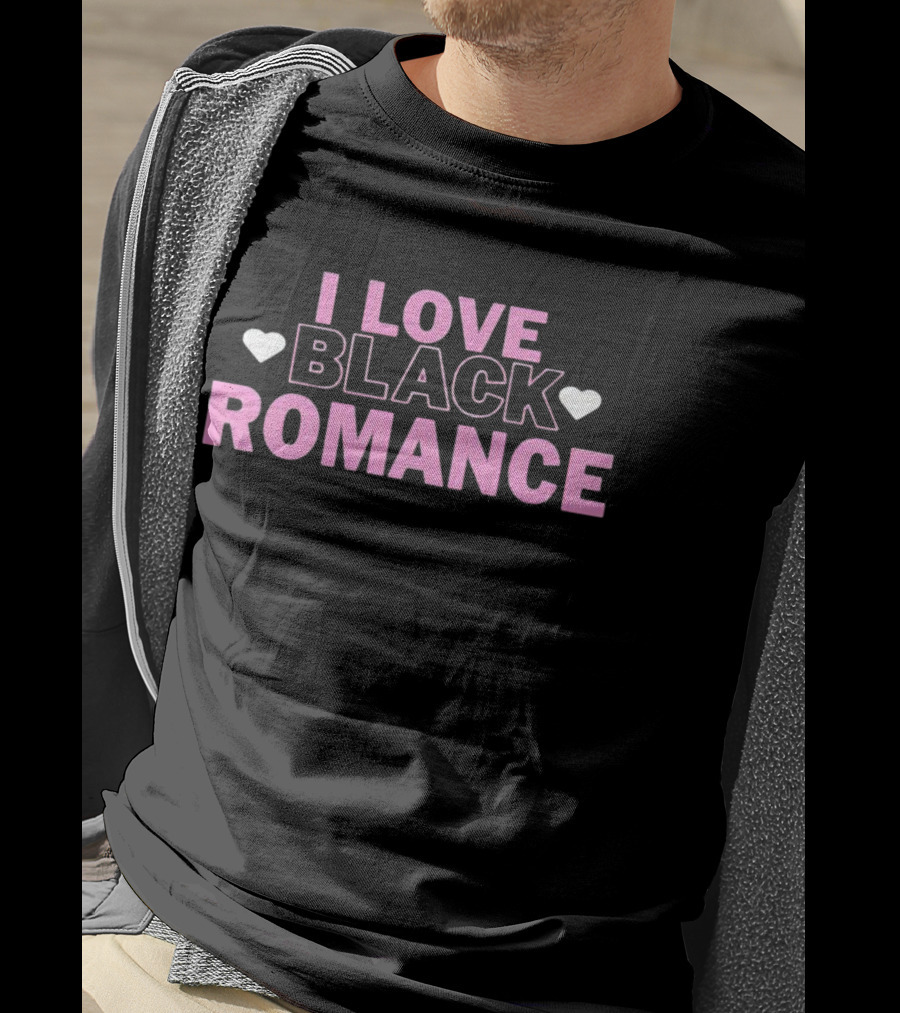 I Love Black Romance Hearts T-Shirt