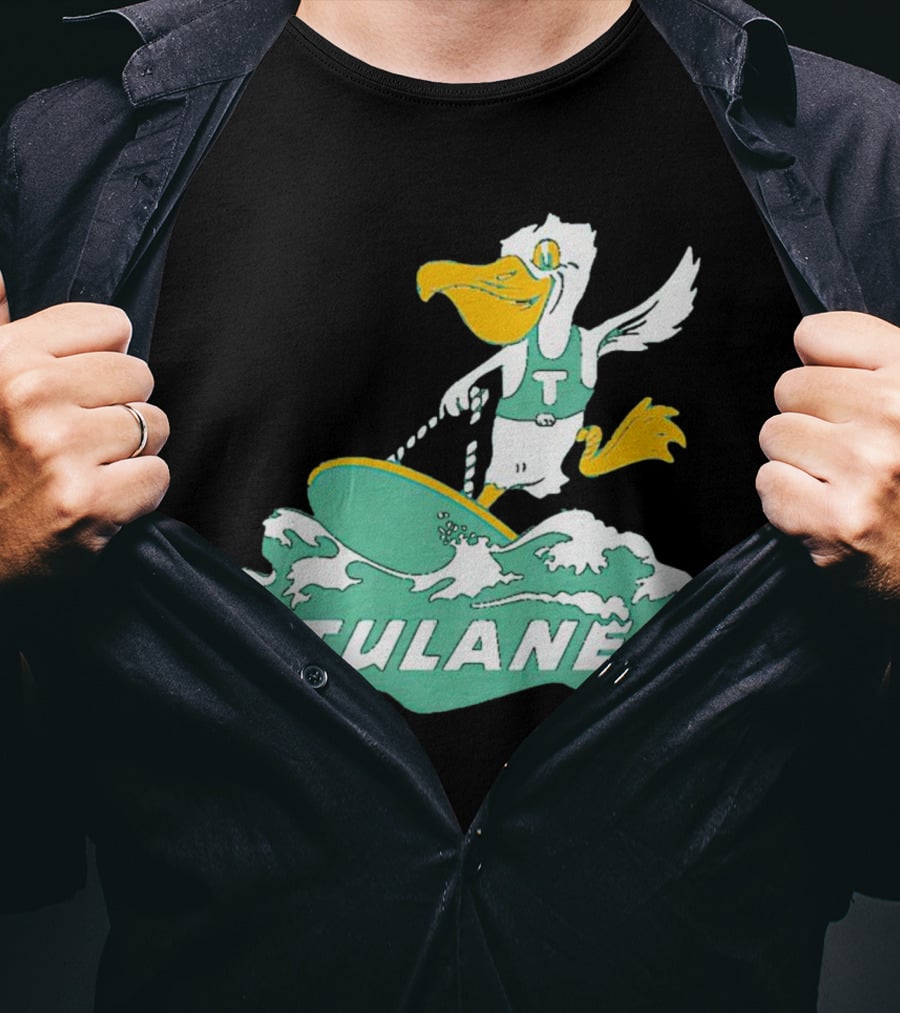Tulane Green Wave Surfing Pelican Vintage T-Shirt