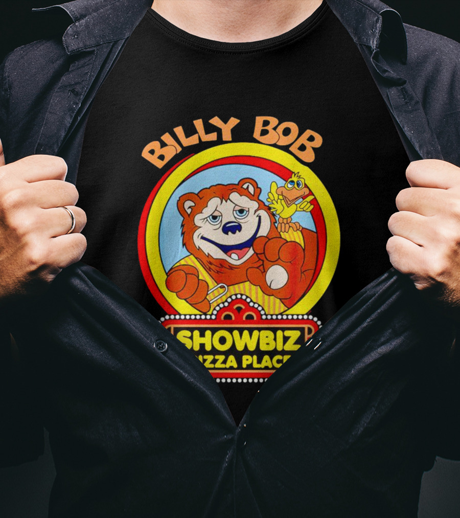 Billy Bob Showbiz Pizza Place Animated Bear And Bird T-Shirt