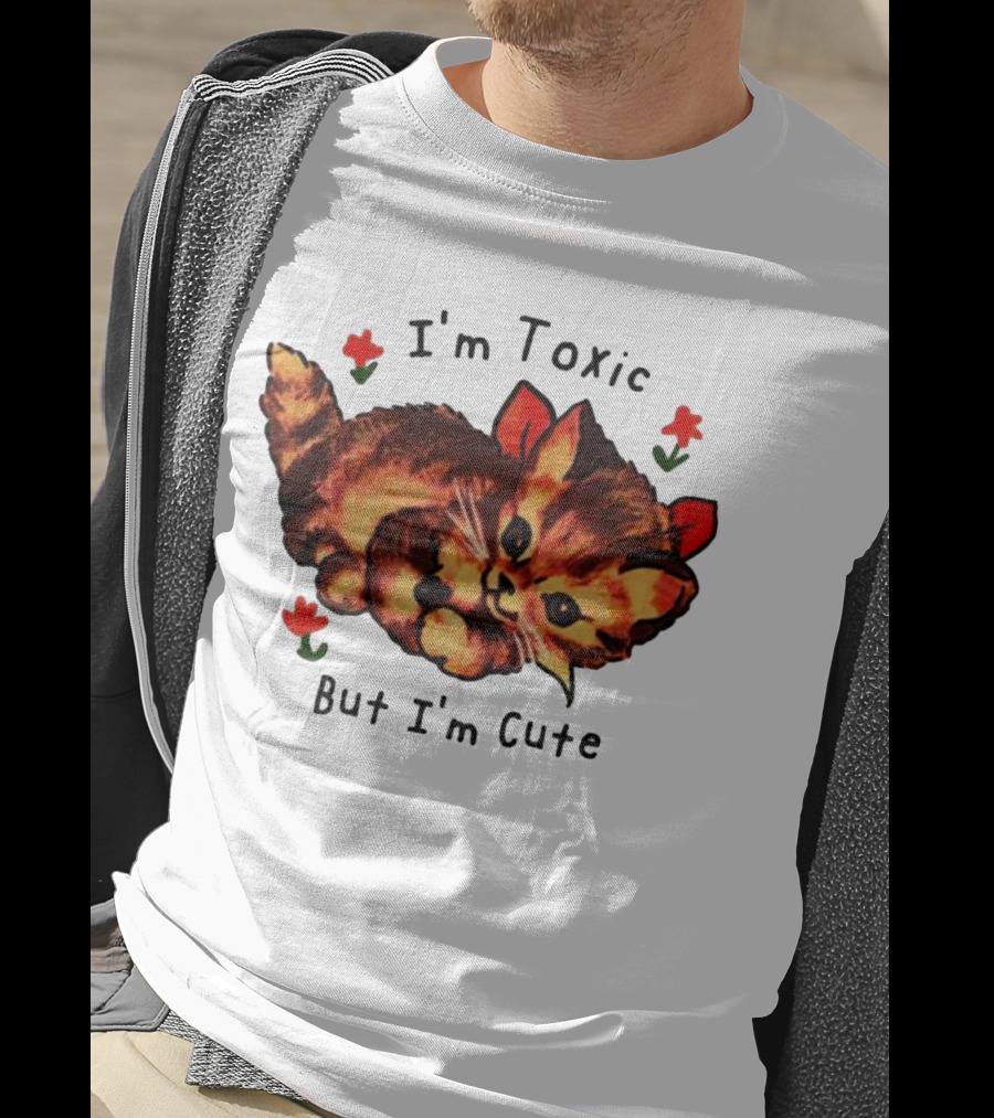 I'm Toxic But I'm Cute Cat With Flowers T-Shirt