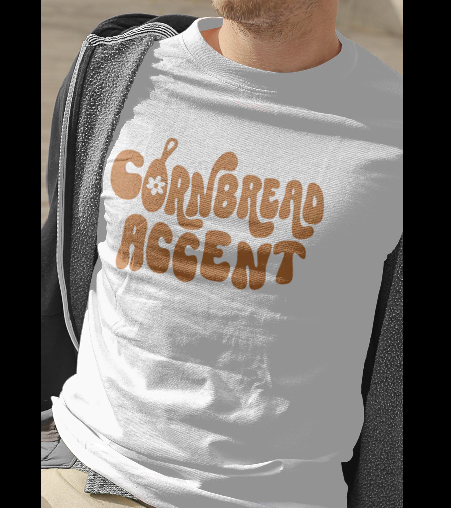 CORNBREAD ACCENT Retro Psychedelic Flower Power Text T-Shirt