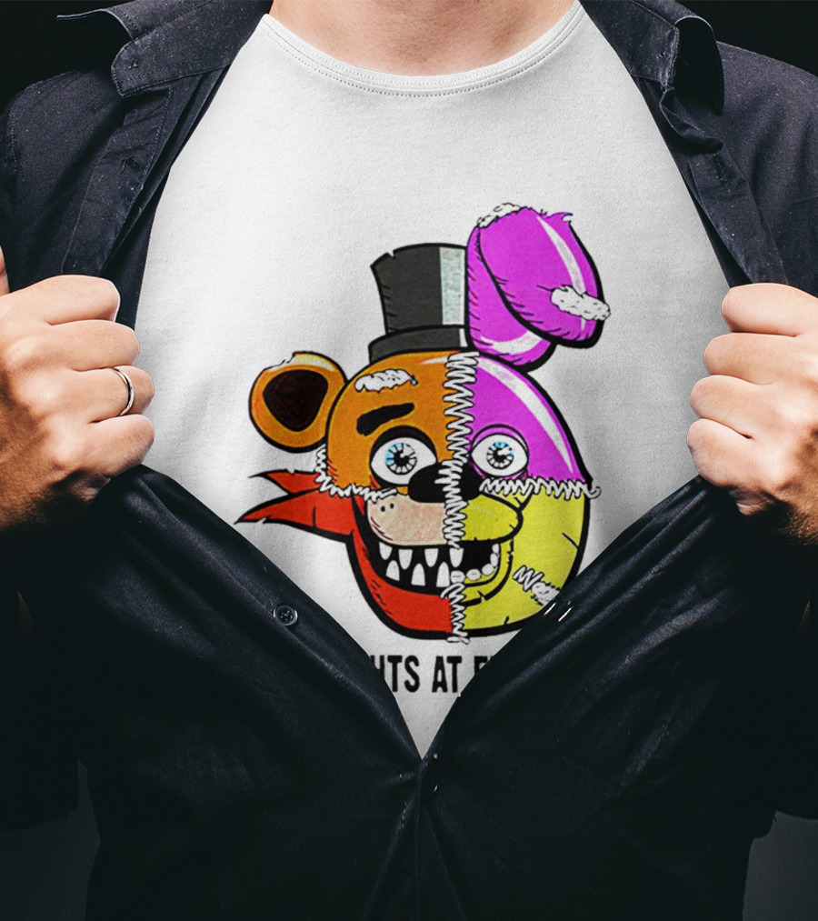 Five Nights At Freddy's Colorful Split Face Patchwork Freddy And Bonnie T-Shirt
