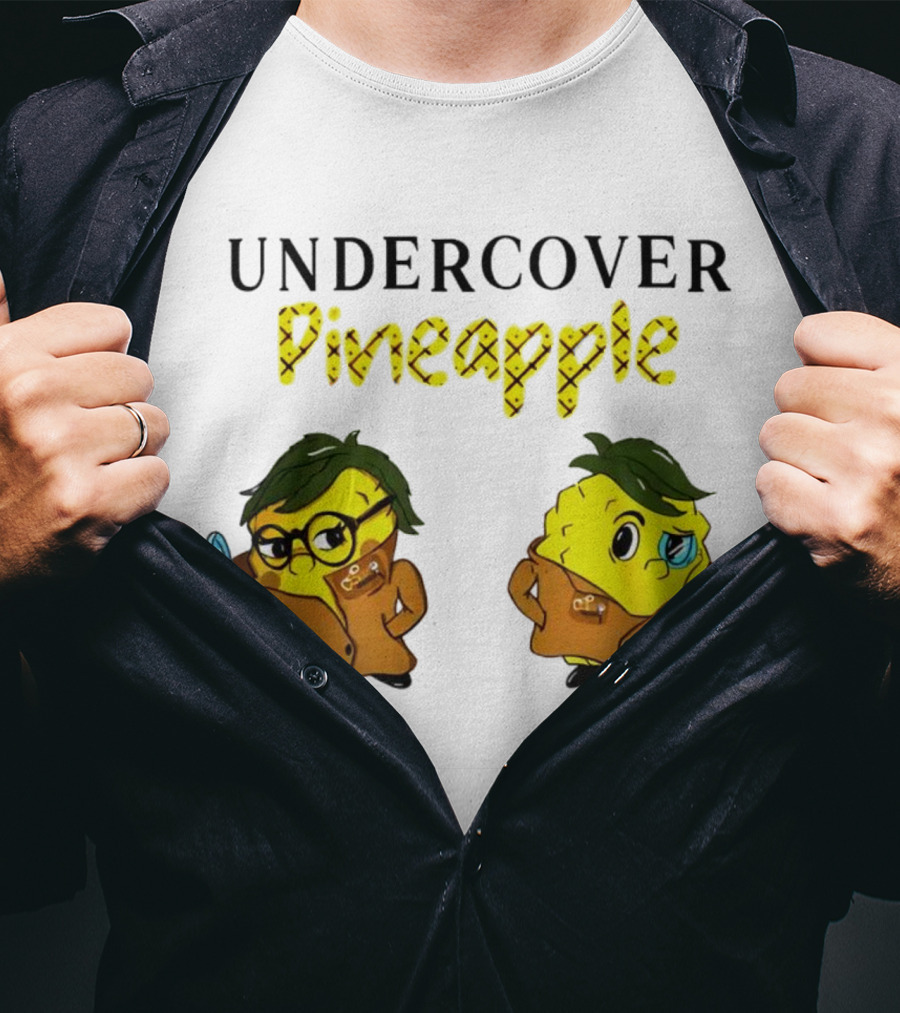 UNDERCOVER PINEAPPLE Detective Humor Quirky Characters T-Shirt