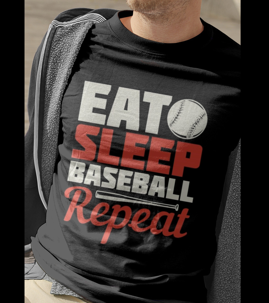 Eat Sleep Baseball Repeat Ball Bat Iconic Sports Cycle T-Shirt