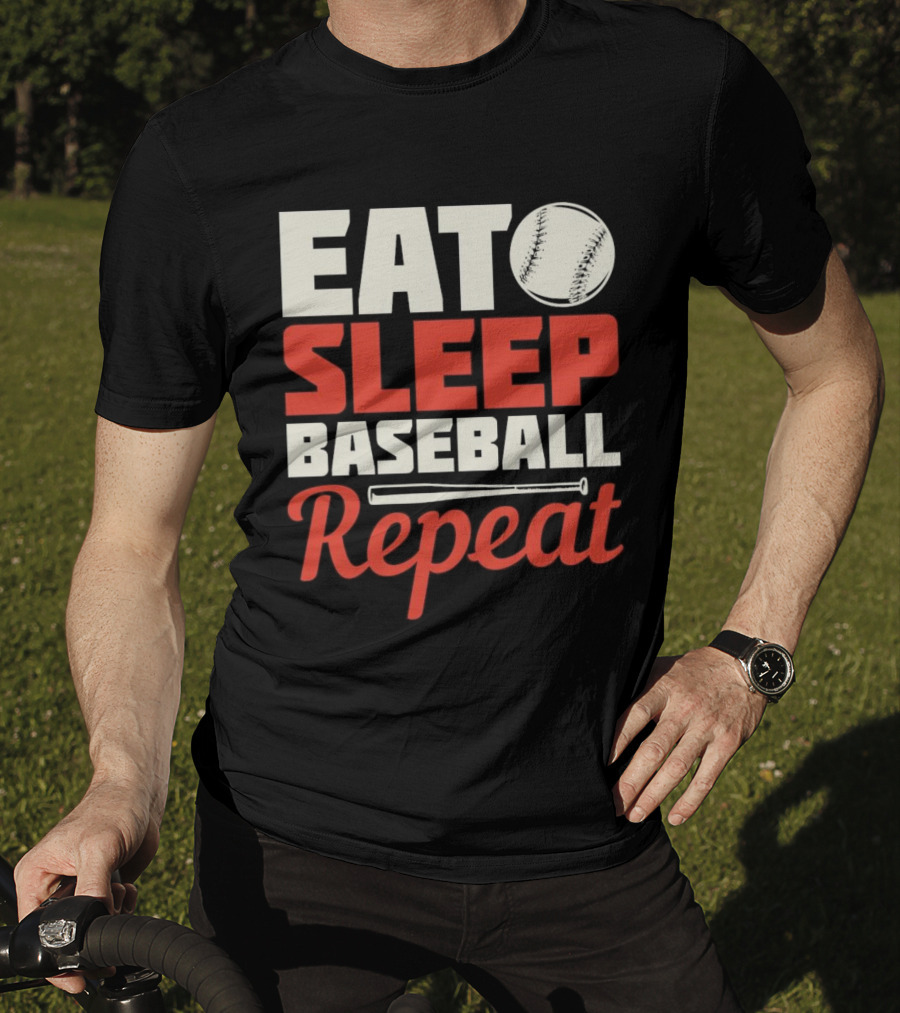 Eat Sleep Baseball Repeat Ball Bat Iconic Sports Cycle T-Shirt