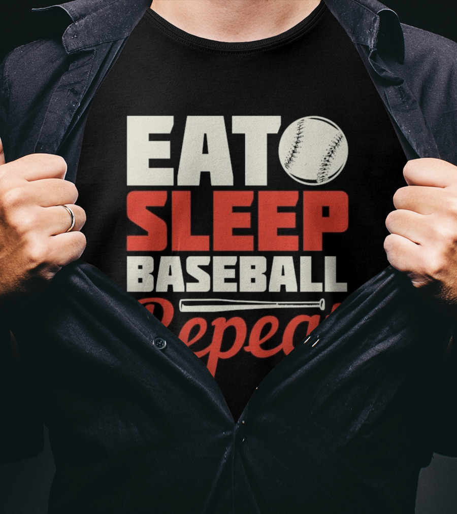 Eat Sleep Baseball Repeat Ball Bat Iconic Sports Cycle T-Shirt