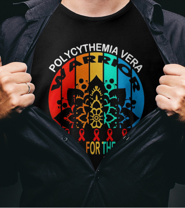 Polycythemia Vera Warrior It's No For The Weak Mandala Rainbow Awareness Ribbons T-Shirt