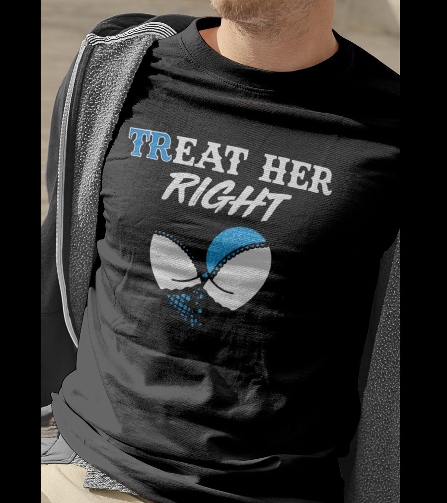 TREAT HER RIGHT Blue And White Lace T-Shirt