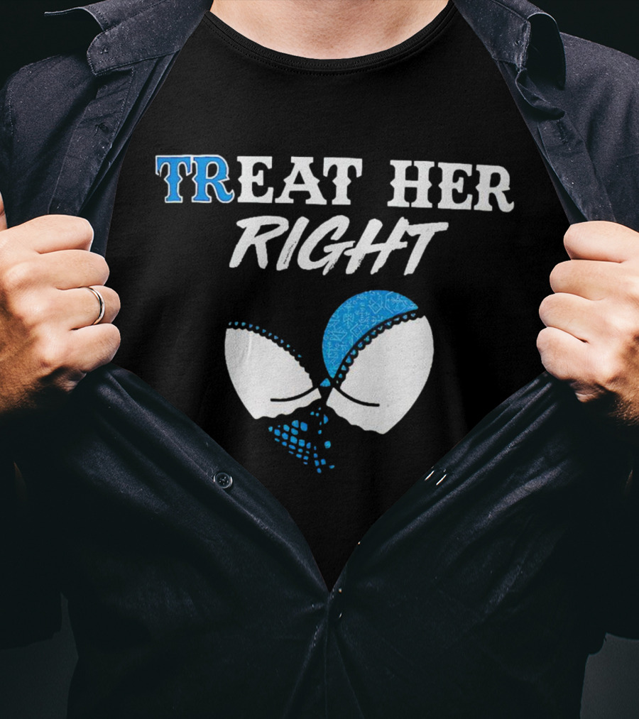 TREAT HER RIGHT Blue And White Lace T-Shirt