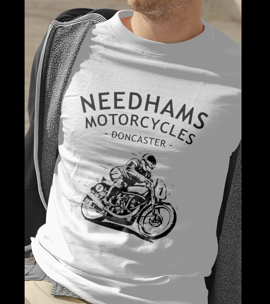 Needhams Motorcycles Doncaster Racing Rider Drawing T-Shirt