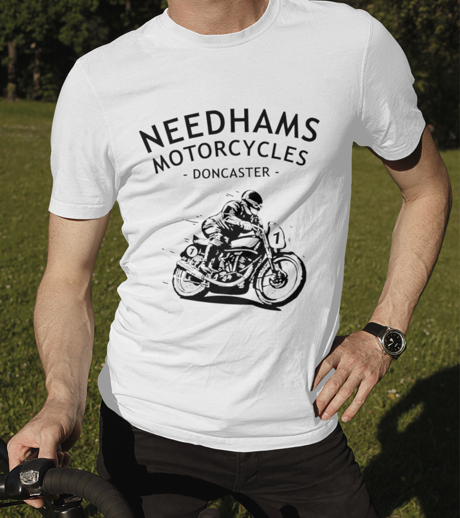 Needhams Motorcycles Doncaster Racing Rider Drawing T-Shirt
