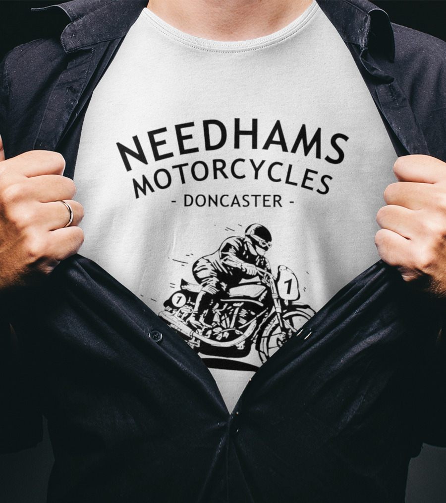 Needhams Motorcycles Doncaster Racing Rider Drawing T-Shirt