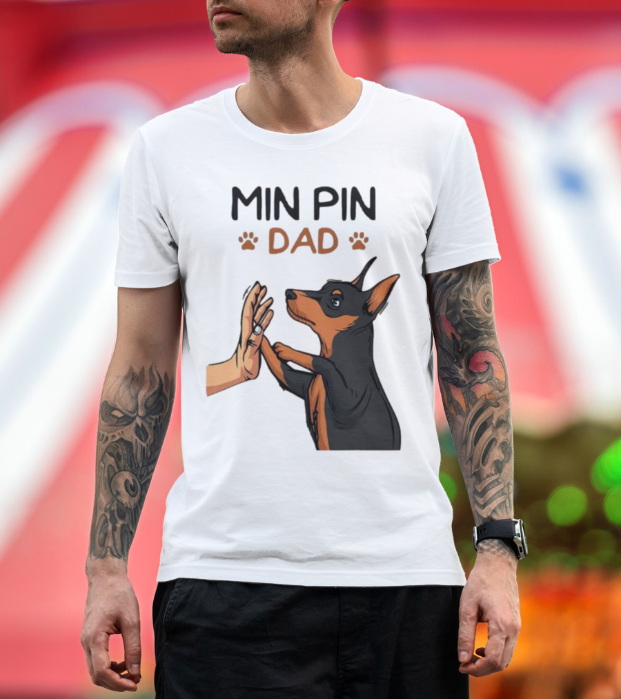 MIN PIN DAD Father's Day Dog Paw T-Shirt
