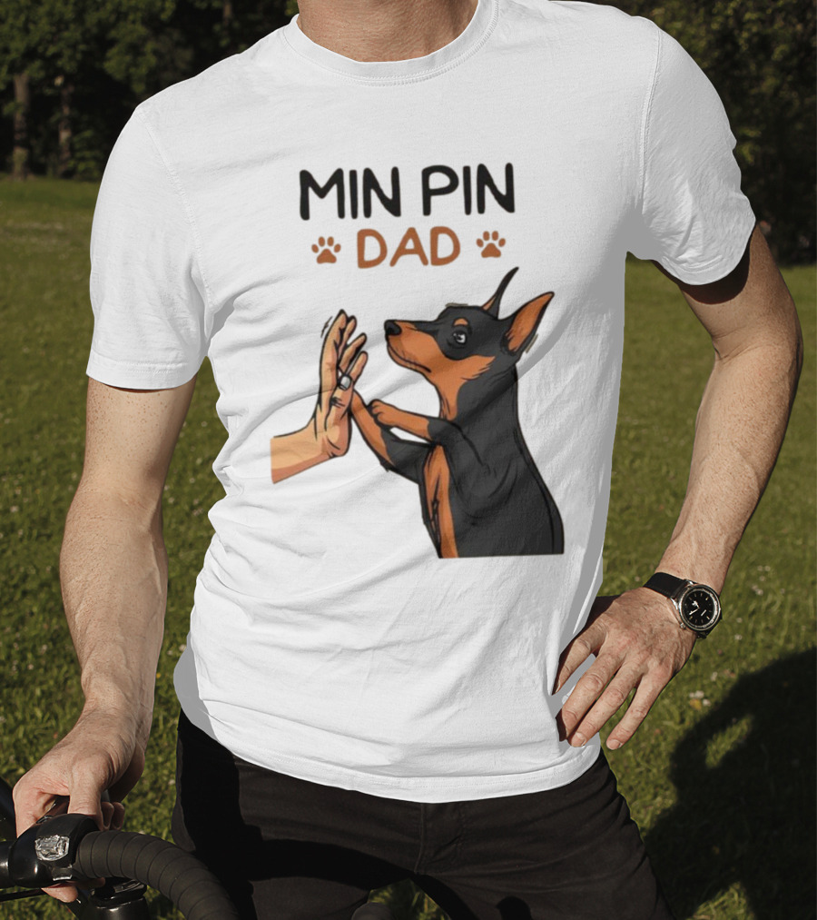 MIN PIN DAD Father's Day Dog Paw T-Shirt