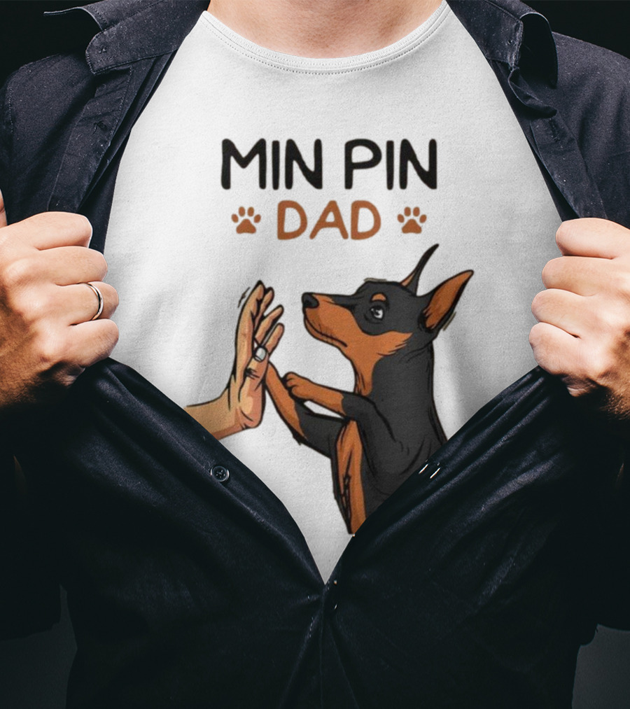 MIN PIN DAD Father's Day Dog Paw T-Shirt
