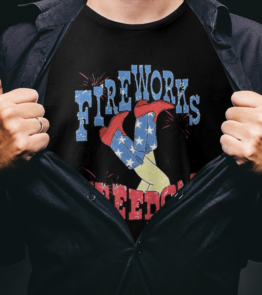 Fireworks And Freedom Stars Cowgirl Boots T-Shirt