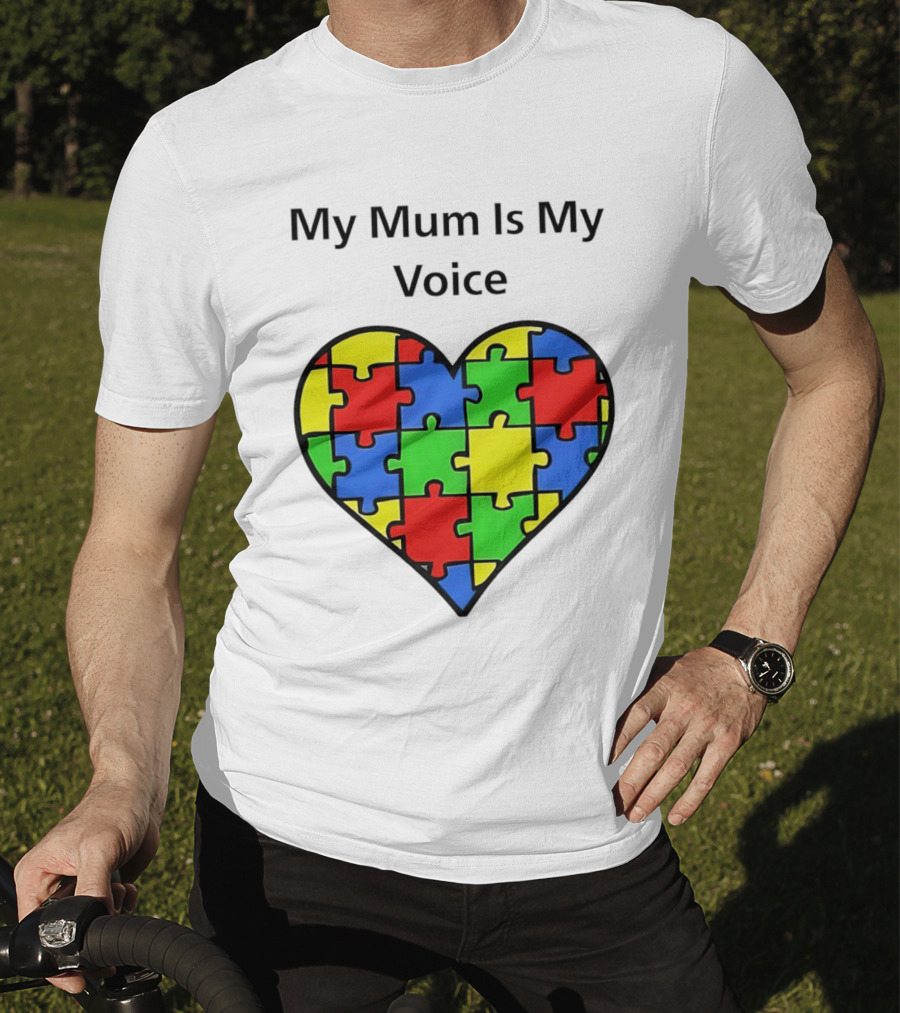 My Mum Is My Voice Heart Puzzle Pieces T-Shirt
